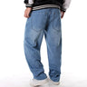 Plus Size Waist 30-46Inch Streetwear Baggy Jeans Men's Designer Clothes Embroidered Flower Wings Trousers Male