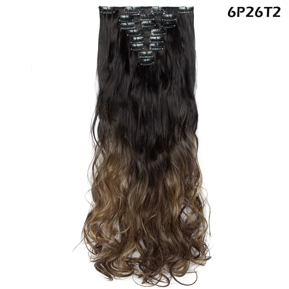 S-noilite Synthetic 24inch 140g 8PCS/set Clip In On Hair Extensions 18 Clips ins Curly Natural Hairpieces Clip In Hair For Women