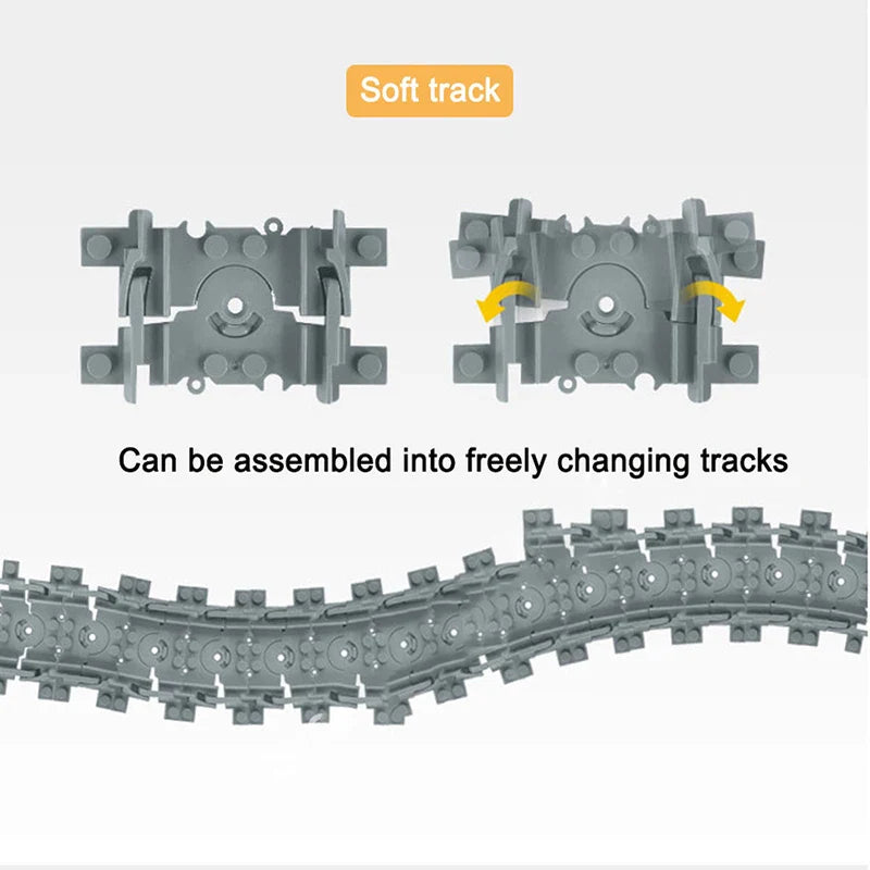 200PCS DIY City Train Rail Straight & Curved &Soft Track Set Building Blocks Compatible All Railway Electric Train Acces