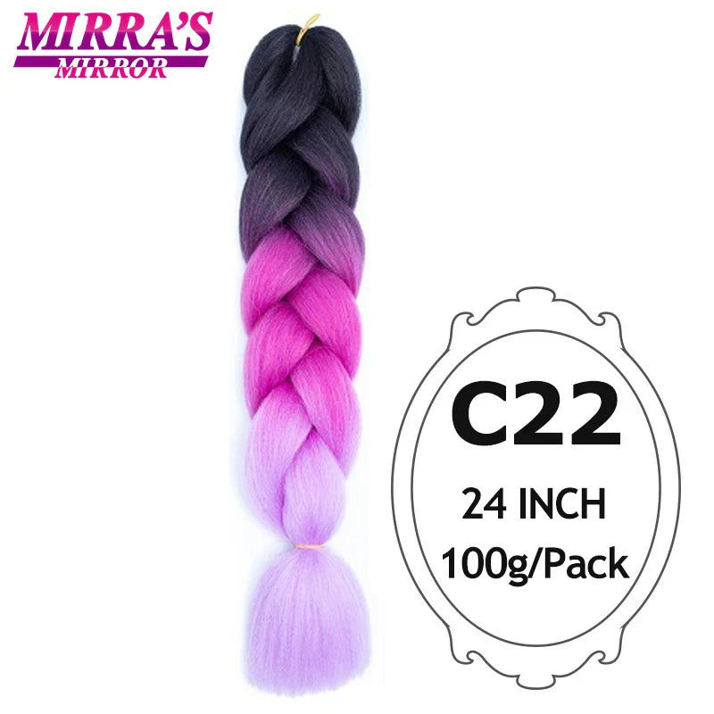 Jumbo Braiding Hair Extensions 24inch Ombre Hair For Braids 5Pcs Box Braid Yaki Texture Synthetic Fiber Fake Hair Mirra’s Mirror