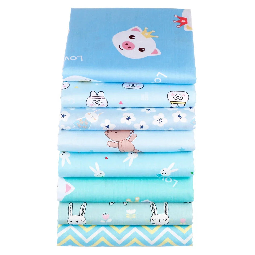 Blue Cartoon Printed Fabric Cotton Twill Cloth for DIY Baby Children Quilt Handicraft Apparel Sewing Textile Material By Meter