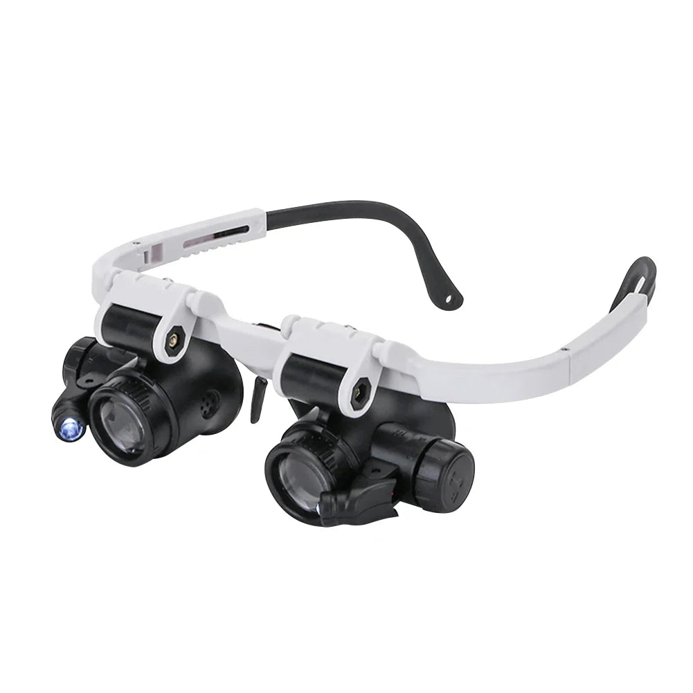 Portable Telescopic Magnifier Glasses Loupes with 2 LED Light 8X/15X/23X Lens Observation Magnifying Eyewear for Reading Jeweler