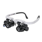 Portable Telescopic Magnifier Glasses Loupes with 2 LED Light 8X/15X/23X Lens Observation Magnifying Eyewear for Reading Jeweler