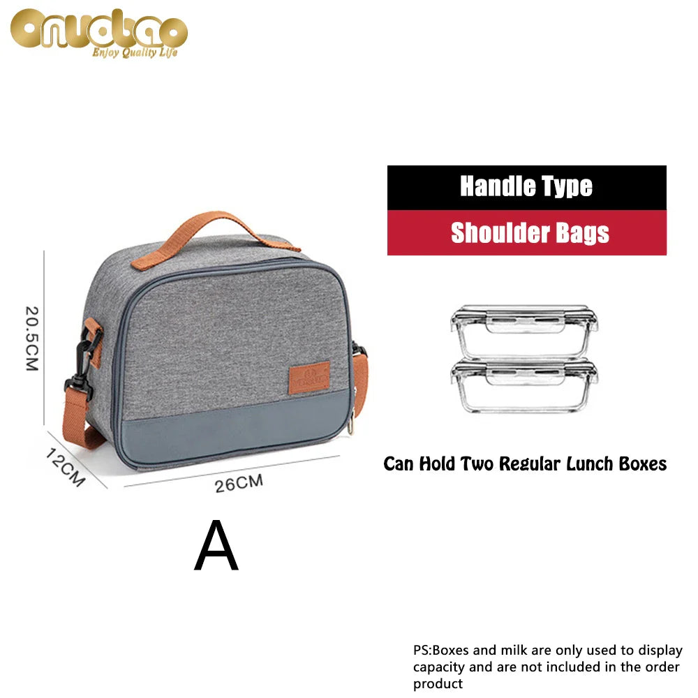 Thermal Lunch Bag for Men&Women Gray Oxford Cloth Aluminum Foil Insulation Shoulder Bag Waterproof Picnic cooler Bag