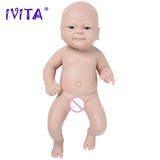 IVITA WG1512 36cm(14inch)1.65kg Full Body Silicone Bebe Reborn Doll Unpainted Unfinished Soft Dolls Lifelike Baby DIY Blank Toys