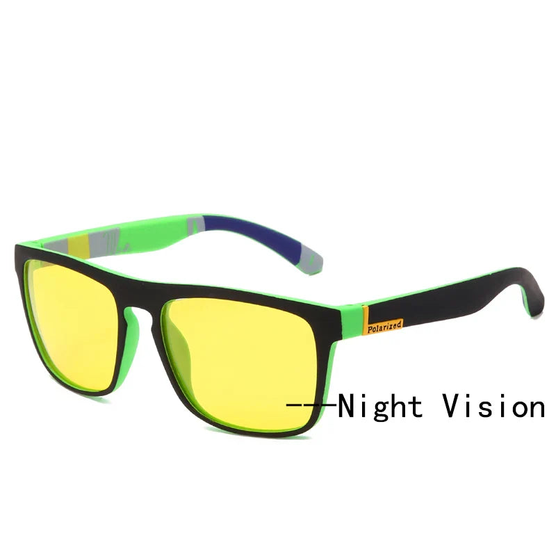 WarBLade New Square Polarized Sunglasses Men Night Vision Glasses Yellow Lens Anti-Glare Driving Sun Glasses UV400 Eyewear