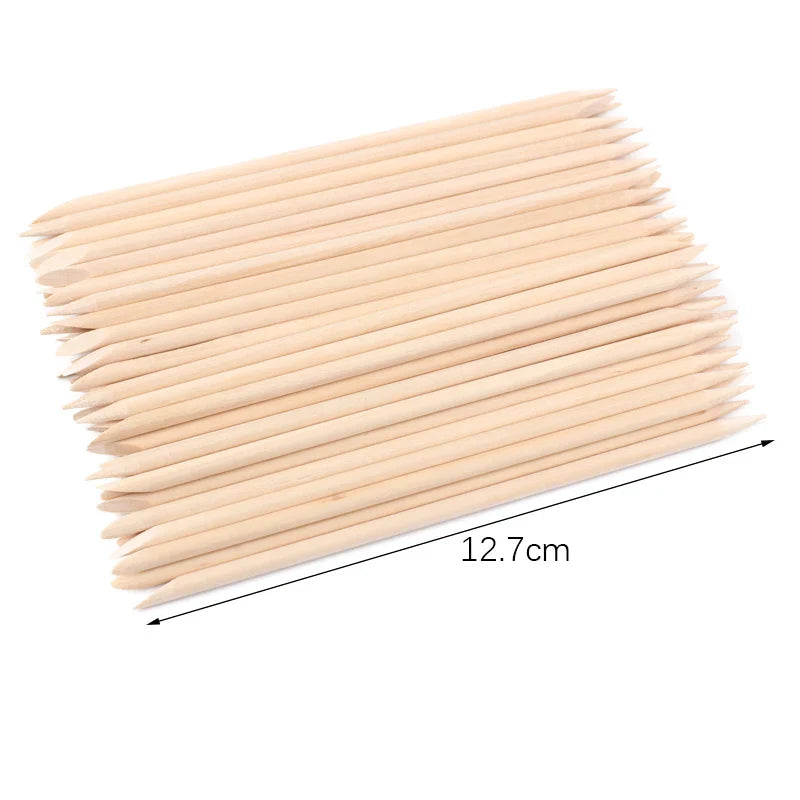 500Pcs/Pack Wooden Cuticle Pusher Remover Orange Stick Sticker Picker  Dual End Wood Manicure Dead Skin Removal Nail Care Tools