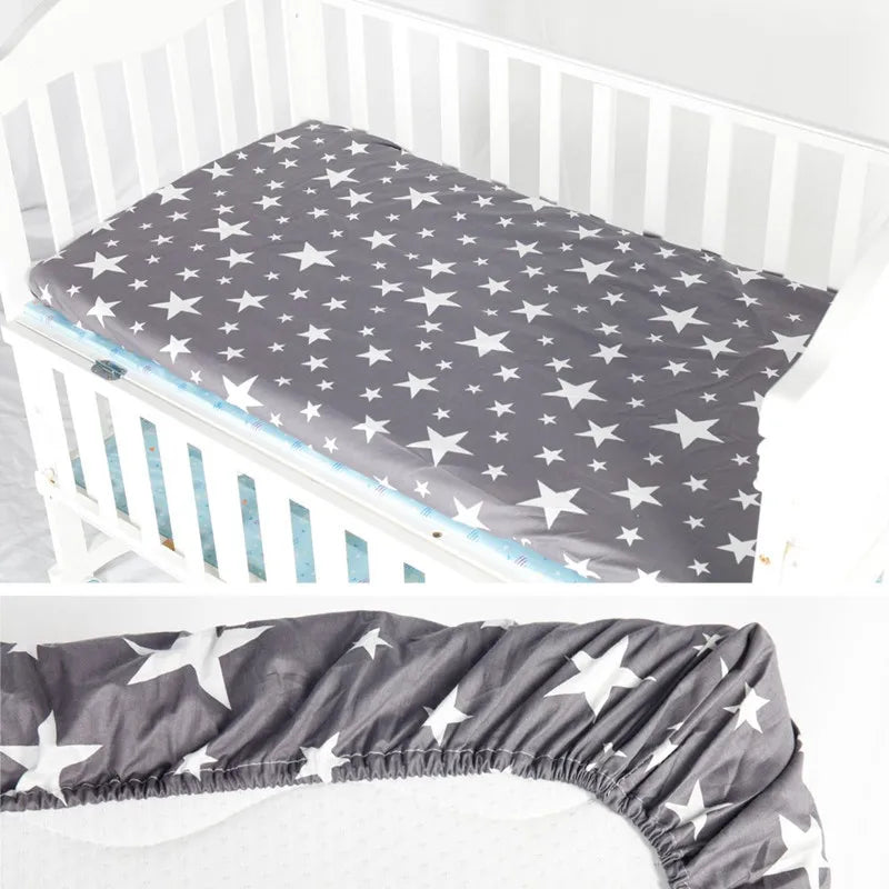 Ins Cotton Baby Toddler Fitted Crib Sheets Collection Crib Bedding Set for Children Mattress Cover Protector 9 Specifications