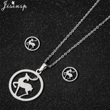 Cute Deer Cat Animal Jewelry Sets for Women Stainless Steel Triangle Star Moon Necklace Pendant Girls Christmas Accessories 2021