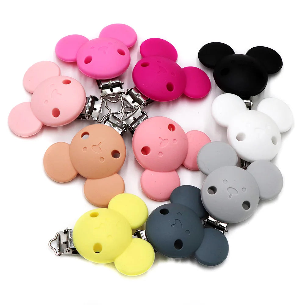 BOBO.BOX 10pc Silicone Beads Mikey Mouse Round Shape Pacifer Clips  DIY Baby Pacifier Clip  Silicone Teether Soother Nursing Toy