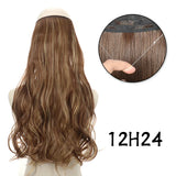 Hair Extensions No Clips Synthetic Fake Hair Ombre Pink Blonde Brown Black Natural Wavy Curly False Hair Piece For Woman