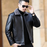 YXL-222 Leather Jacket Men's Fur One Casual Thickened Plus Cashmere Sheep Leather Jacket Short Coat