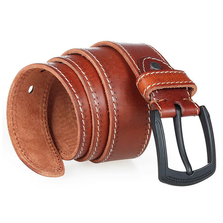 MEDYLA Genuine Leather Men Belt High Quality Luxury Strap Classic Vintage Pin Buckle Male Belt Jeans Belt for Men No interlayer