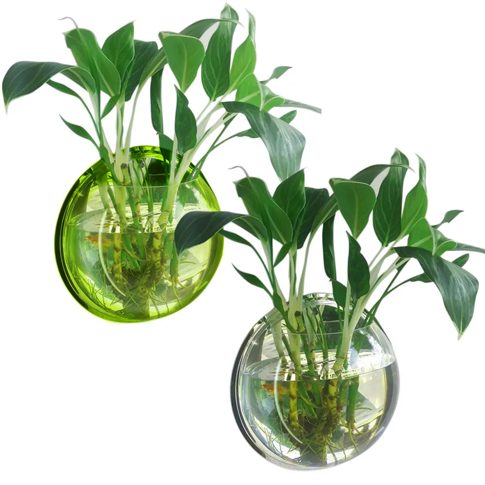 Behogar Dia 23cm/29.5cm Acrylic Fish Bowl Wall Mount Hanging Aquarium Aquatic Pet Supplies Products Fish Tank Flower Plant Vase