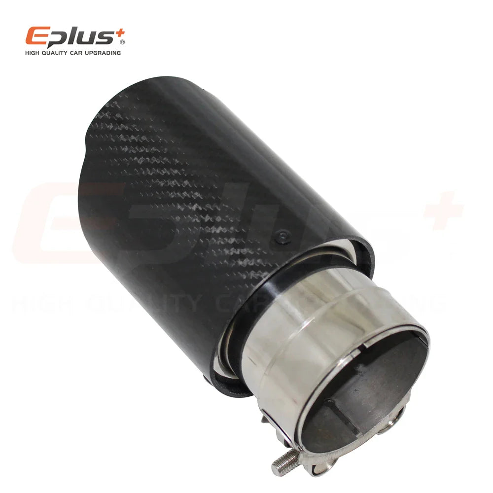 Car Glossy Carbon Fibre Exhaust System Muffler Pipe Tip Straight Universal Silver Stainless Mufflers Decorations For Akrapovic