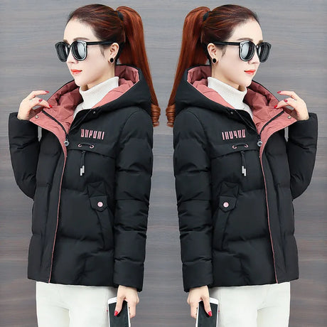 2023 New Winter Jacket Women Parkas Hooded Thick Down Cotton Padded Parka Female Jacket Short Coat Slim Warm Outwear P772