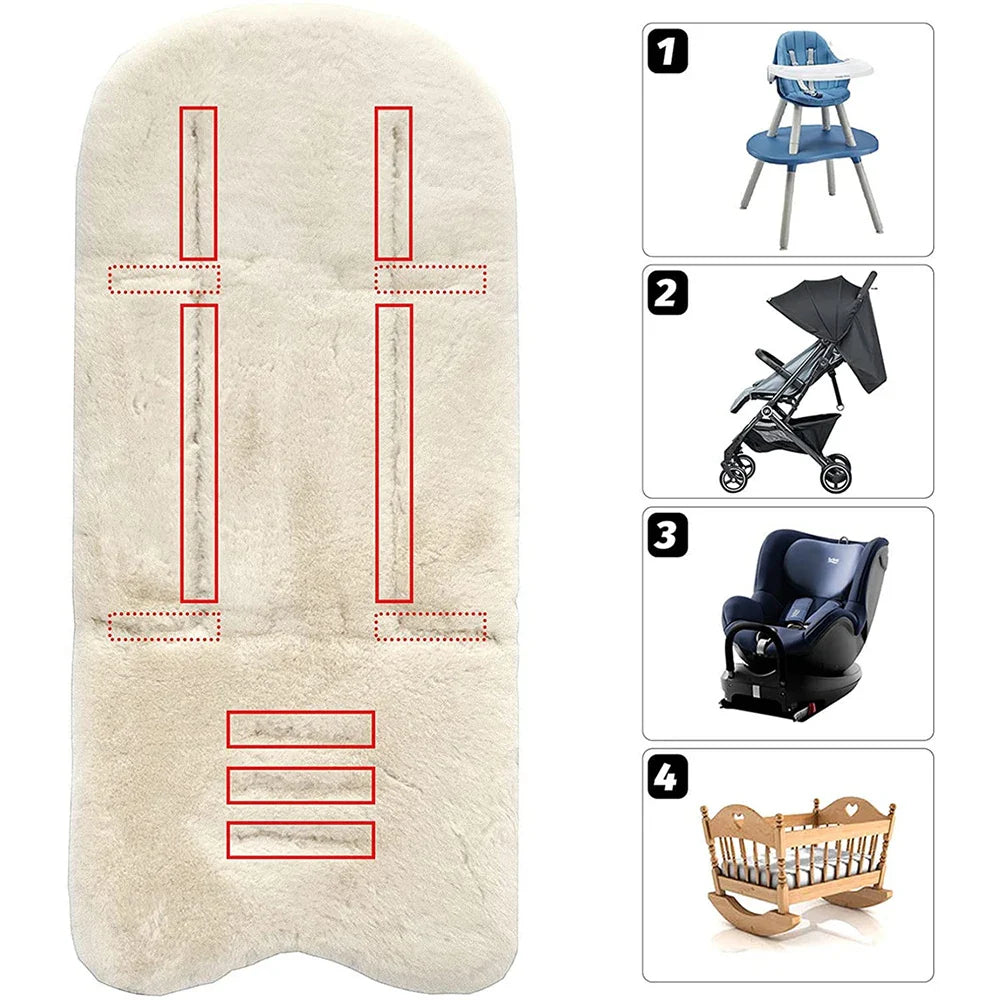 Baby Stroller Accessories Soft Faux Rabbit Fur Seat Cushion Winter Thick Seat Mat Kids Pushchair High Chair Prams Liner Pad Gift