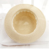 2019 Parent-child Summer New Women's Sun Hat Bucket cap beige lace Bowknot Flowers Ribbon Flat top Straw Hat Beach Caps Panama