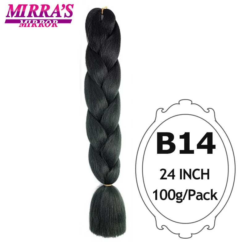 Jumbo Braiding Hair Extensions 24inch Ombre Hair For Braids 5Pcs Box Braid Yaki Texture Synthetic Fiber Fake Hair Mirra’s Mirror