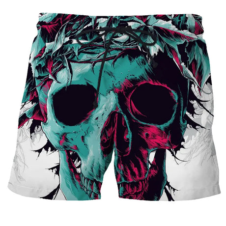 Hot Sale Skull Horror 3D Printe Beach Short Men's Shorts Anime Pants Quick-drying Street Clothing Black Short Casual short homme