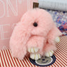 Cute Plush Bunny Keychain Women Fur Pom Pom Angel Rabbit Key Ring Hare Plush Dolls Toy Girls Bag Car Key Pendant Kids Xmas Gift