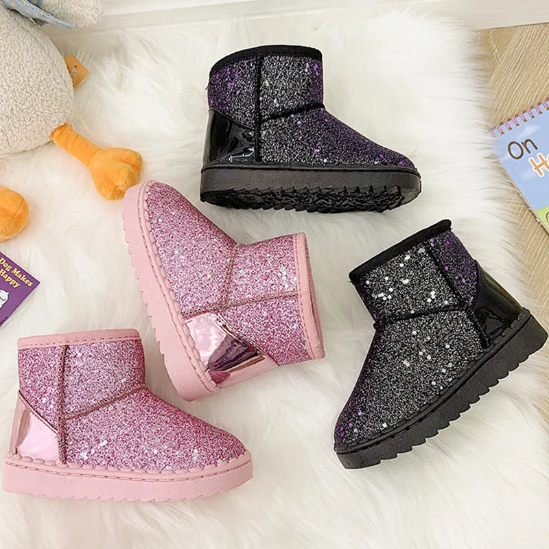 Kids Winter Snow Boots Toddler Little Girls Warm Waterproof Ankle Boots Unisex Children’s Plush Outdoor Children's Snow Boots