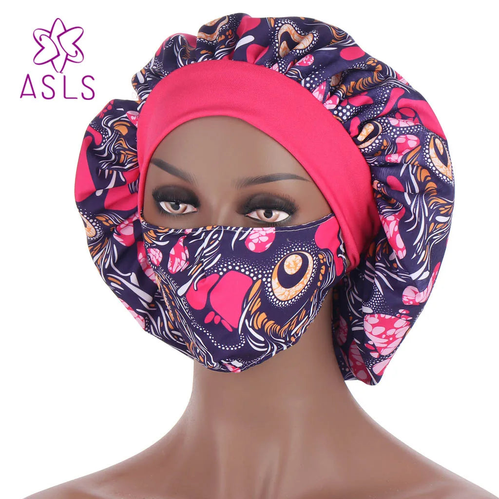 2021 New African pattern multicolor nightcap fashion mask hat suit headscarf cap women's hood Sleep Night Cap Hair accessories