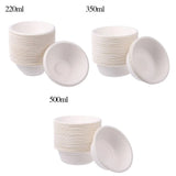 50PCS/Pack 220/350/500ml Disposable Dinnerware ECO-Friendly White Paper Bowl Tableware Outdoor Party Dining Barbecue Supplies