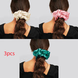 4Pcs/3Pcs Oversized Scrunchie Big Rubber Hair Tie Set Solid Stain Elastic Hair Bands Girl Ponytail Holder Super Hair Accessories