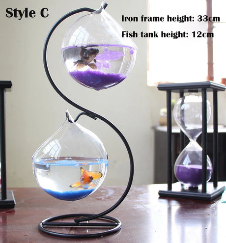 Double-deck Suspended Transparent Hanging Glass Fish Tank Infusion Bottle Aquarium Flower Plant Vase Flower Vase Decoration