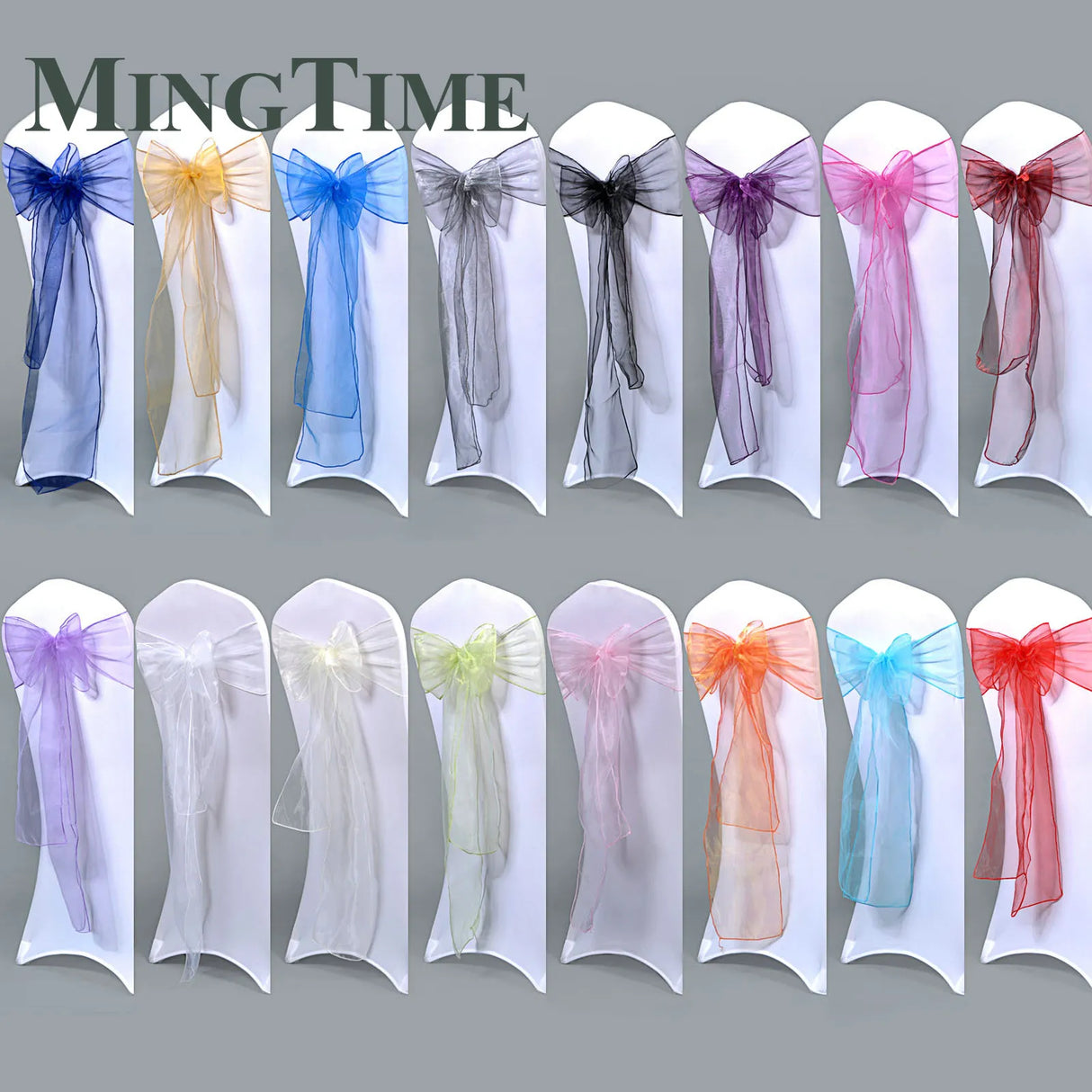 25pcs 275cm Sheer Organza Chair Sashes Band Ribbon Belt Bow Cover Rustic Wedding Party Birthday Banquet Ceremony Decoration