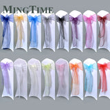 25pcs 275cm Sheer Organza Chair Sashes Band Ribbon Belt Bow Cover Rustic Wedding Party Birthday Banquet Ceremony Decoration