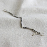 ANENJERY Silver Color Double Hook Box Chain Bracelet Fashion Punk Style Letter Couple Bracelet For Women Men Jewelry S-B319