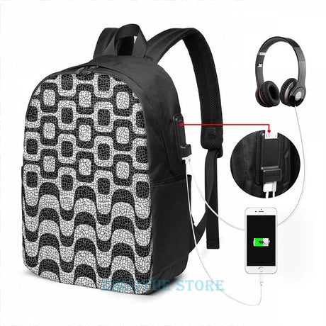 Funny Graphic print Copacabana Ipanema USB Charge Backpack men School bags Women bag Travel laptop bag