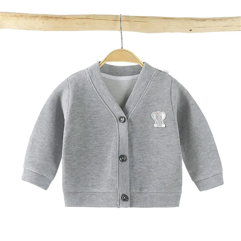 Winter/Autumn Baby Girls Boys Cardigan Sweater Tops Solid Children Clothing Newborn Infant Kids Baseball Jackets Coats Outerwear