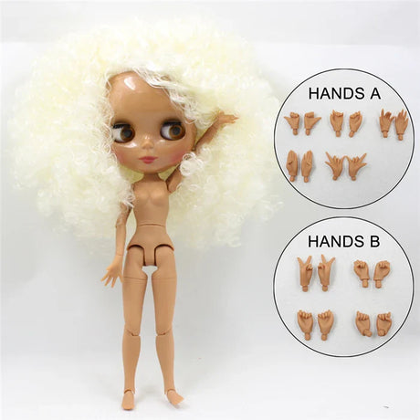 ICY DBS Blyth doll 1/6 bjd joint body white skin matte face dark skin shiny face curly hair afro hair toy 30cm