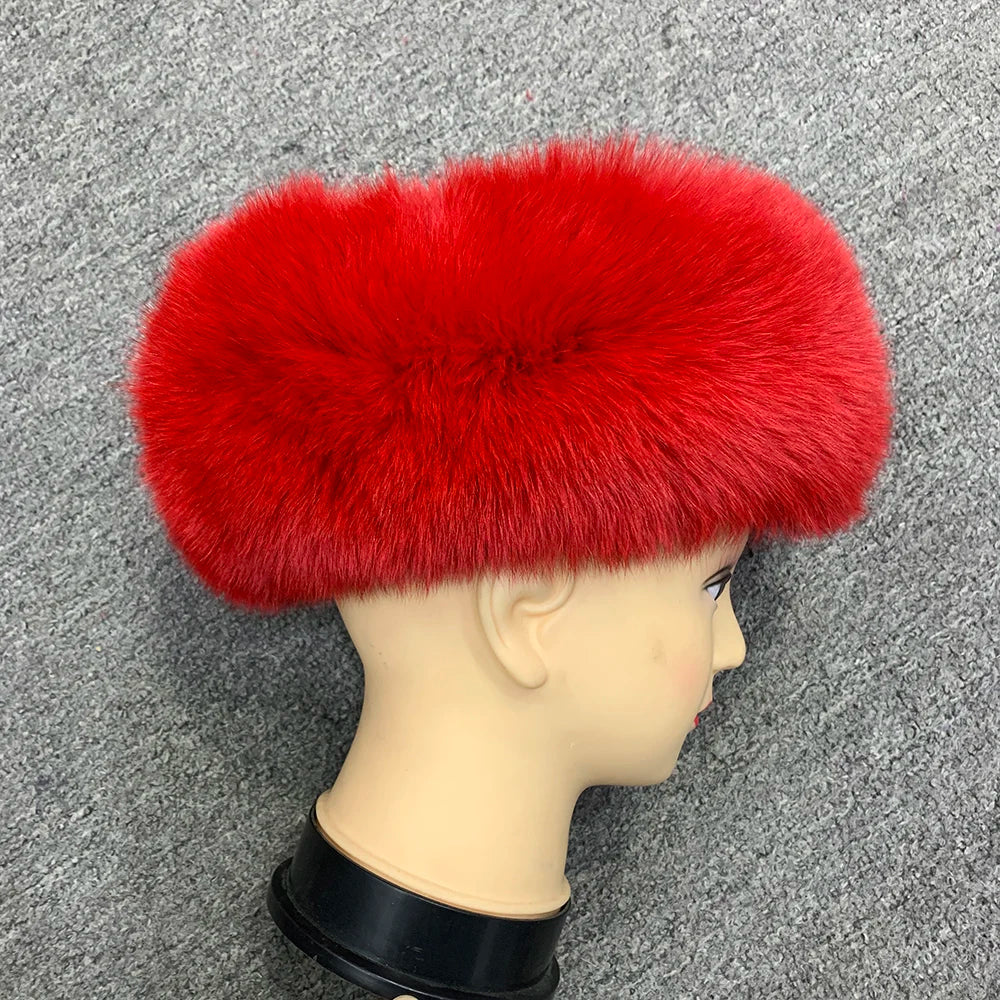 Winter Fashion Elastic Headband Fox Fur Headwear Racccoon Fur Women's Fluffy Real Fur Band S8300