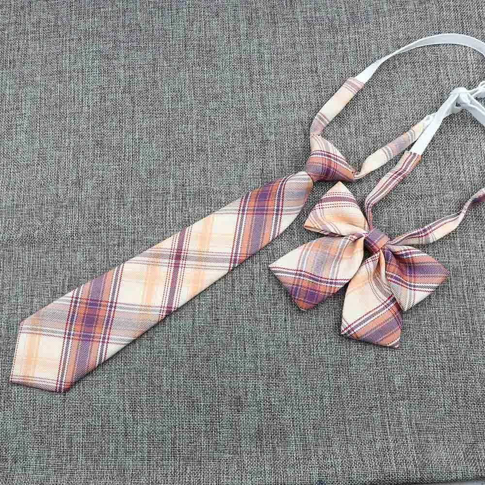 Hand-Made Necktie Bowtie Set High Quality Boy Girl School Suit Shirts Student Butterfly Striped Plaid 100%Cotton Accessory Trend