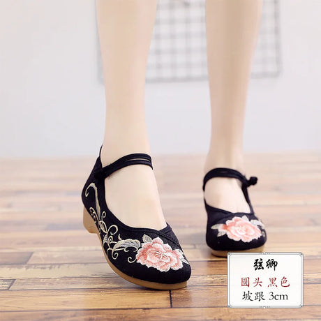 comemore Jacquard Embroidered Women Soft Bottom Ballet Flats Elegant Ladies Casual Strap Ballerinas Chinese Style Cotton Shoes