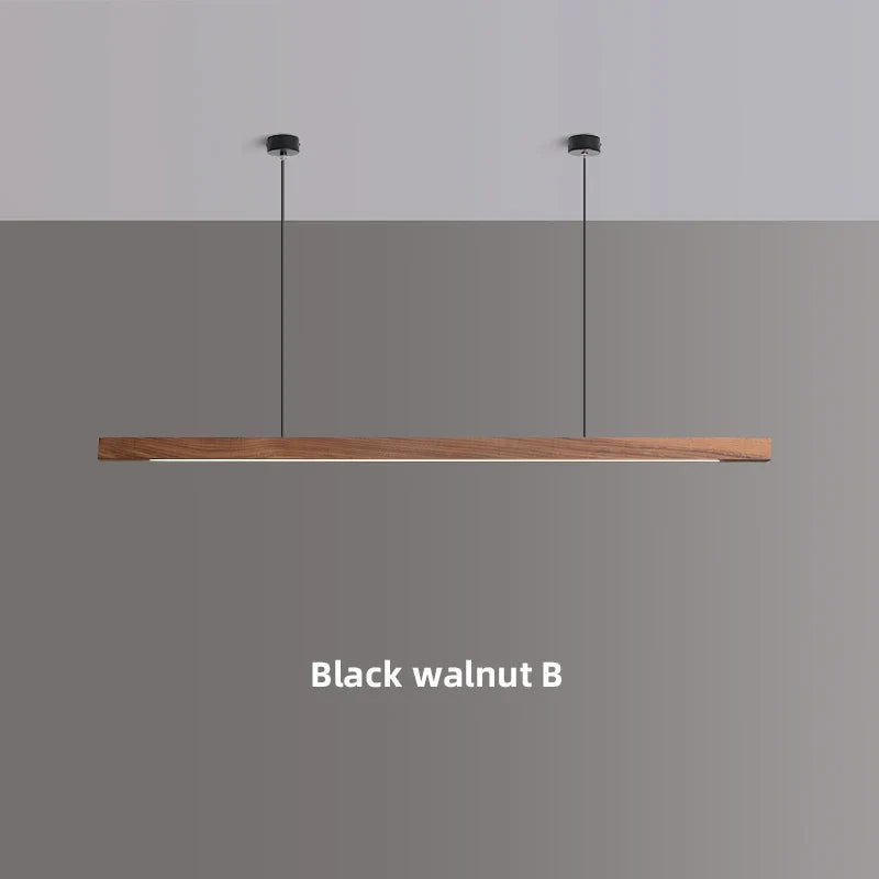 Wooden Pendant Lights Hanging Lamp Modern Table LED Long Linear Light Kitchen Island Lighting for Dining Living Room Office