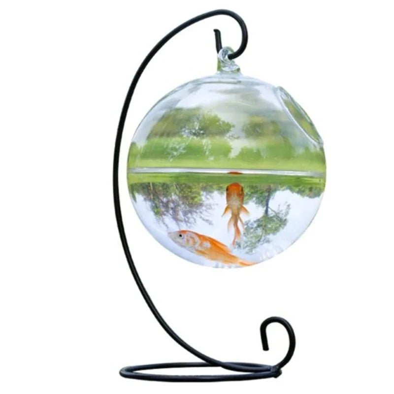 Fish Bowl,Transparent Spherical Glass Handmade Fish  Round Shape Hanging Glass Aquarium Fish Bowl Clear Plant Terrarium Gift