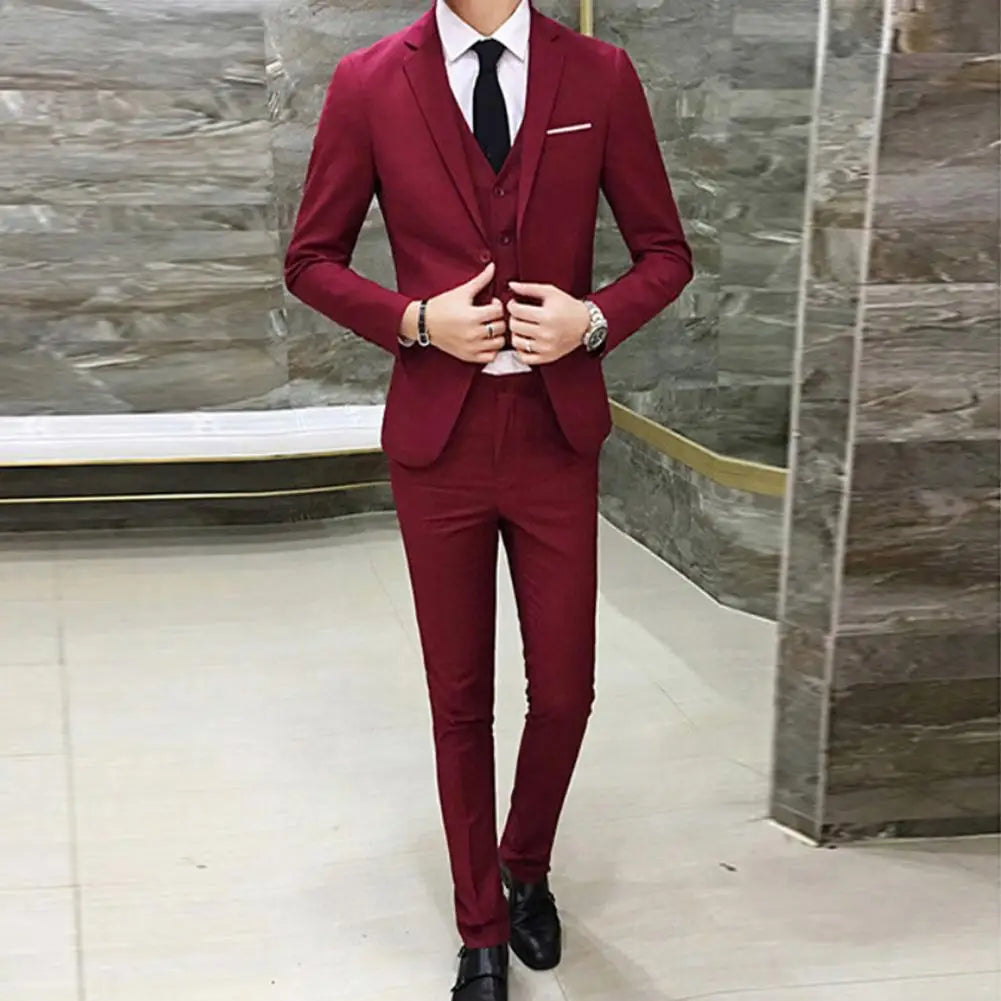 2021 Men's Sets Three-piece Wedding Business Men Formal Suit Vest Blazer Pants Set Slim Fit Tuxedos Prom Party Blazer