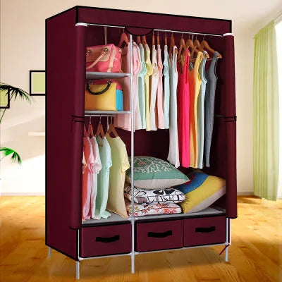 Non-Woven Fabrics Wardrobe Coffee Fabric Closet Portable Folding Dust-proof Waterproof Storage Cabinet Bedroom Home Furniture