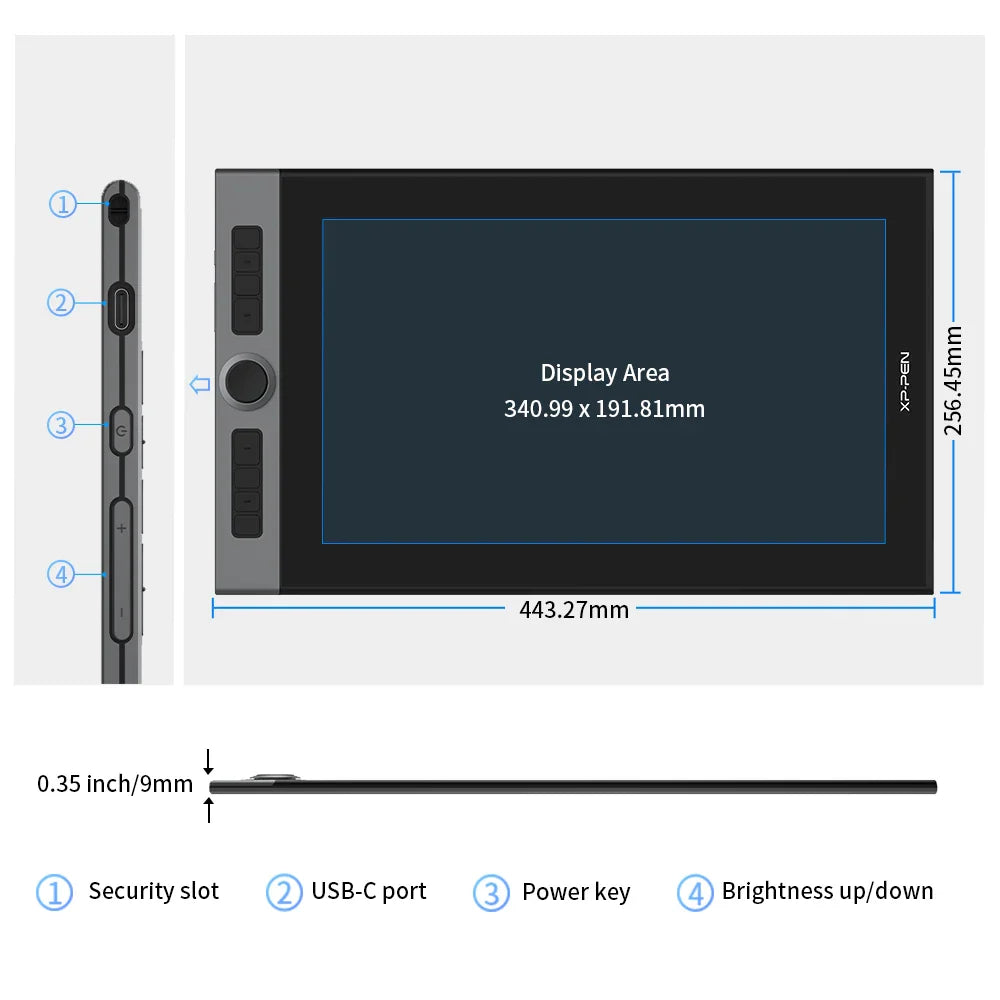 XPPen Artist Pro 16 Graphic Tablet Monitor with X3 Smart Chip Pen Tablet Drawing Monitor 15.6 Inch 133% sRGB for Windows Mac