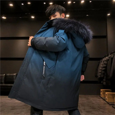 Men Winter New Warm Casual Fur Hooded Jacket Parkas Men Outdoor Fashion Warm Thick Pockets Army Coat Parkas Men