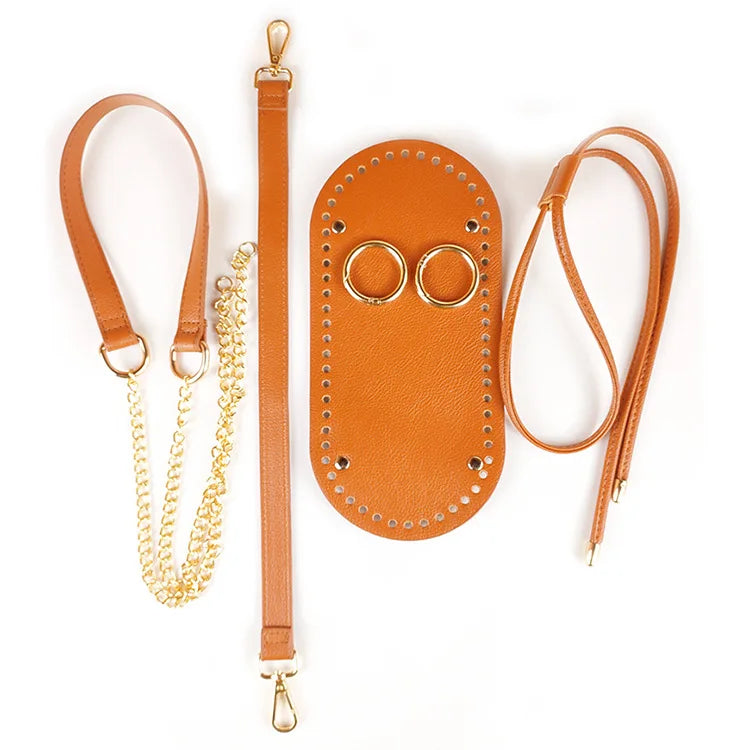 1 Set Handmade Handbag Shoulder Strap Woven Bag Set Leather Bag Bottoms With Hardware Accessories For Diy Bag Backpack