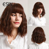 ESIN Synthetic Black Brown Medium Long Loose Body Wave Wig with Bangs Cosplay Daily Natural Wigs for Women Heat-resistant Hair