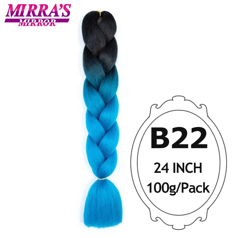 Jumbo Braiding Hair Extensions 24inch Ombre Hair For Braids 5Pcs Box Braid Yaki Texture Synthetic Fiber Fake Hair Mirra’s Mirror