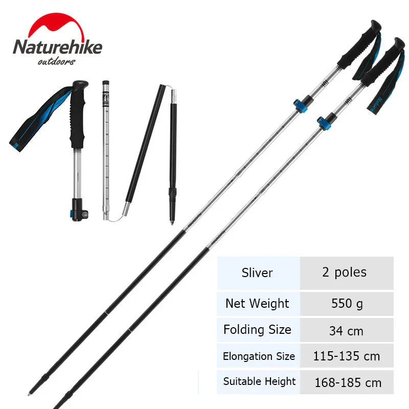 Naturehike Trekking Pole ST09 Folding Hiking Stick Ultralight Hiking Pole Collapsible Hiking Stick Climbing Stick Trekking Stick