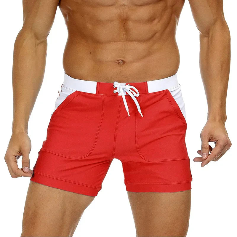 MAGCOMSEN Men's Swimwear Shorts Summer Quick Dry Swimming Trunks Surf Board Shorts Boxer Briefs Swimsuit Beach Sunbathing Shorts